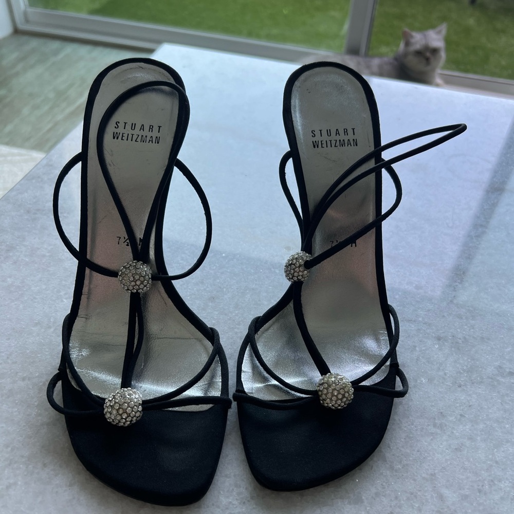 Vintage Stuart Weitzman Black Strappy Heels